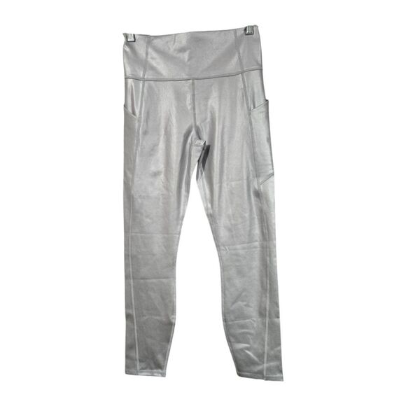 Fabletics Oasis PureLuxe High-Waisted 7/8 Legging Silver Matte Foil Yoga Workout - Picture 8 of 11